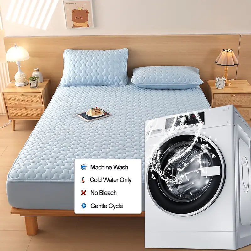 Luxury Waterproof Mattress Cover - Mattress Protector Anti-Mite & Antibacterial, Noiseless Bed Cover, for Single or Double Bed