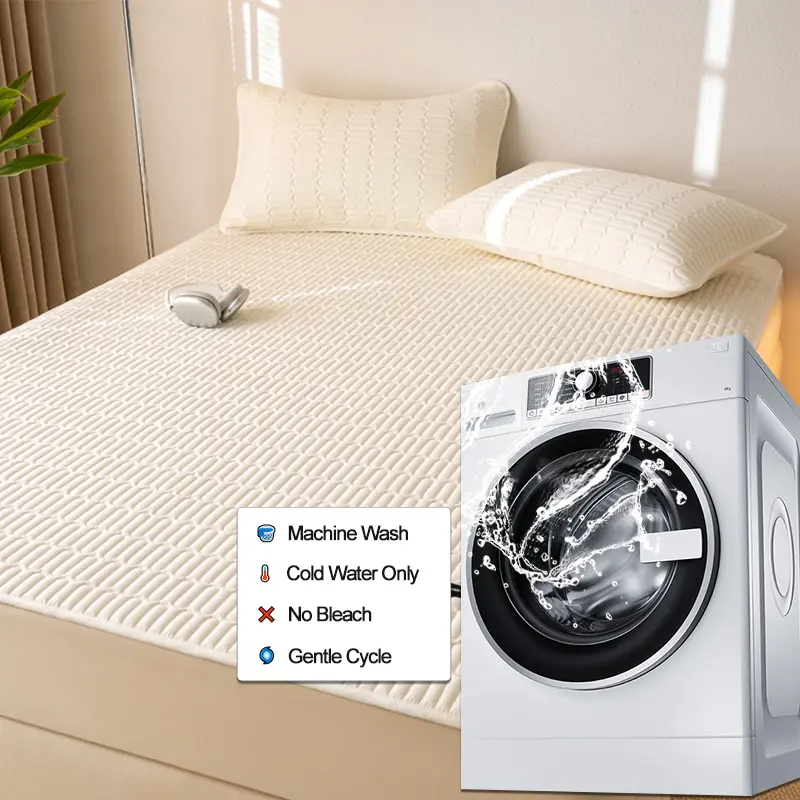 Premium Waterproof Thick Mattress Protector - Breathable, Noiseless Mattress Cover with 4 Corner Straps,Fitted Sheet,White