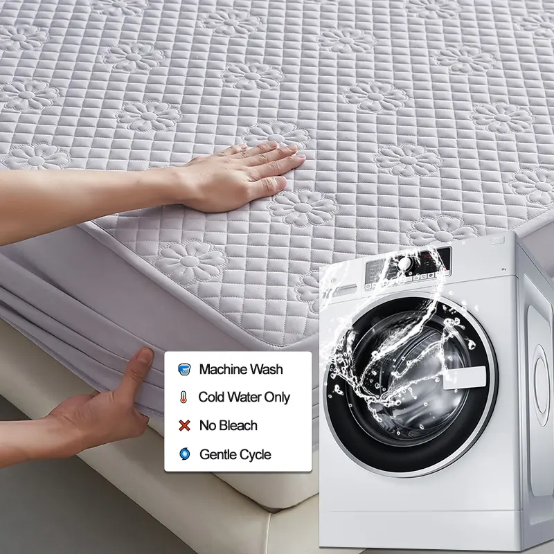 New Waterproof Mattress Protector Breathable Mattress Cover Anti-mite Anti-bacterial 160x200 140x200 Single Double, Light gray