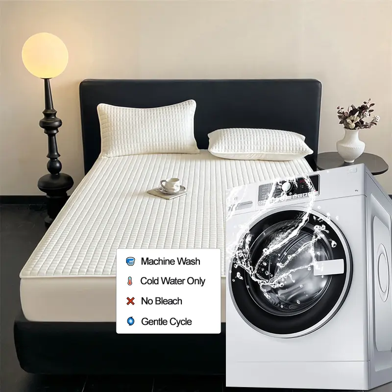 Waterproof Mattress Cover, Anti-Mite Mattress Protector - Hypoallergenic & Antibacterial, 100% Cotton Top Layer (30cm Deep)