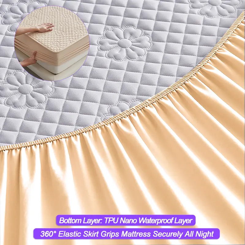 New Waterproof Mattress Protector Breathable Mattress Cover Anti-mite Anti-bacterial 160x200 140x200 Single Double, Khaki