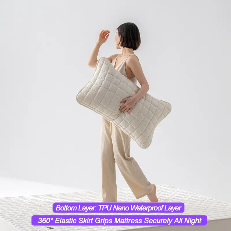 Premium Waterproof Mattress Protector - Multi Size, Hypoallergenic Noiseless, 100% Cotton Top Mattress Cover, Thick Fitted Sheet