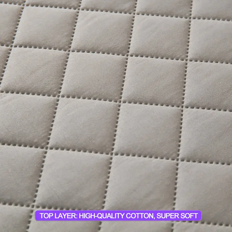Waterproof Mattress Cover Hypoallergenic Mattress Protector Anti-mite Anti-bacterial Fitted Sheet Mattress Topper Pad,Light gray