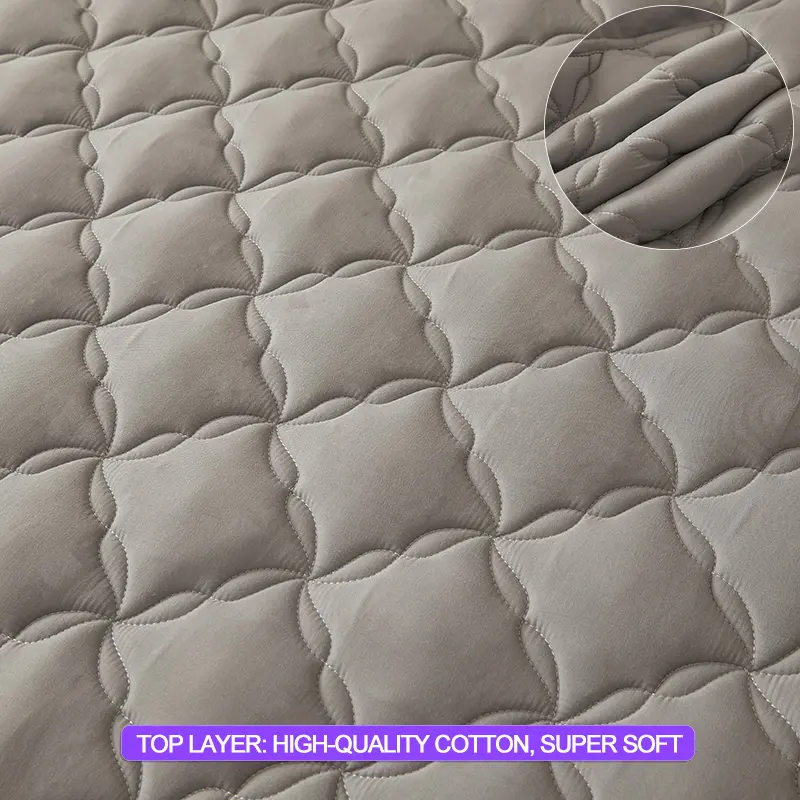 Luxury Waterproof Mattress Protector Thickened Durable Mattress Cover,Noiseless, Anti-Bacterial Anti-mites, Hypoallergenic,Grey