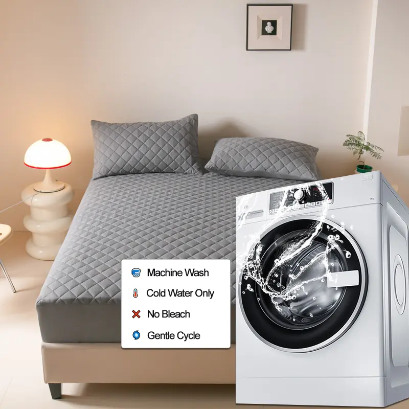Waterproof Mattress Cover Hypoallergenic Mattress Protector Anti-mite Anti-bacterial Fitted Sheet Mattress Topper Pad, Dark gray