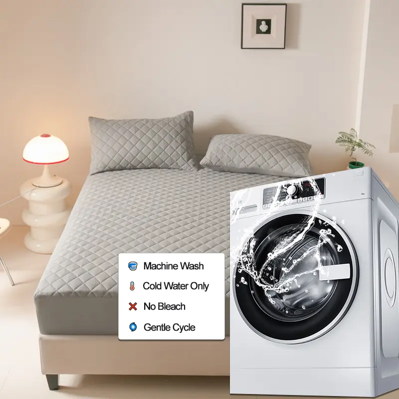 Waterproof Mattress Cover Hypoallergenic Mattress Protector Anti-mite Anti-bacterial Fitted Sheet Mattress Topper Pad,Light gray