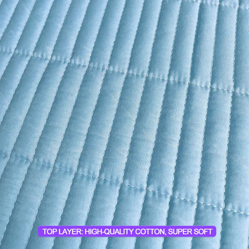 Waterproof Mattress Protector - Breathable Mattress Cover, Anti-Mite &Anti-Bacterial - Fitted Sheet for Single/Double/Light blue
