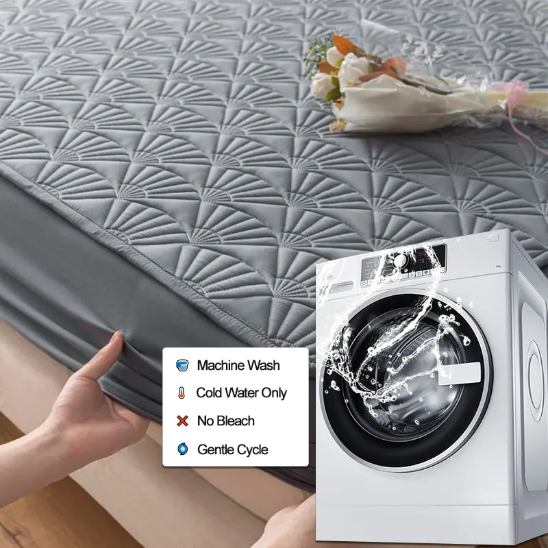 Premium Waterproof Mattress Cover Thickened Durable Mattress Protector- Noiseless, Anti-Bacterial, Anti-mites,Breathable, Grey