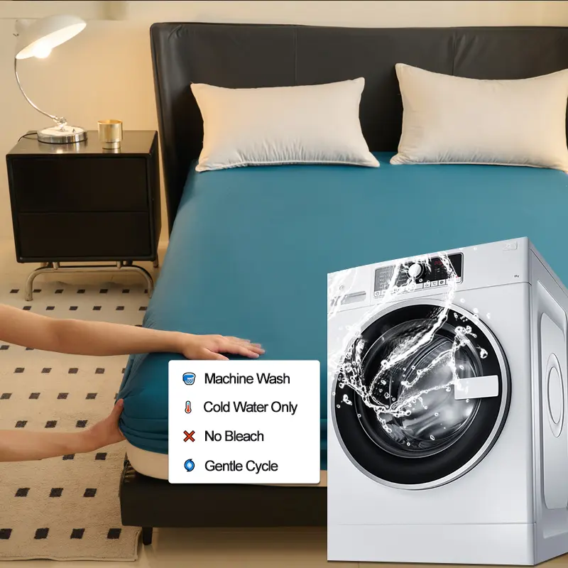 Waterproof Dust-proof Fitted Sheet,Silent Mattress Protector, Soft Mattress Cover,30cm Deep Pocket(No Pillowcase),Solid Color