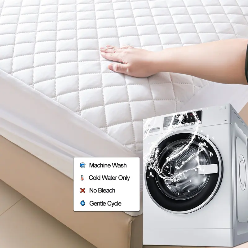 Waterproof Mattress Protector - Anti-Mite & Anti-Bacterial Mattress Cover, Breathable Fitted Sheet Cover for Bed 140/160/White