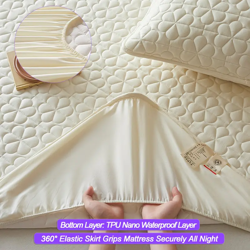 Waterproof Mattress Protector Premium Mattress Cover- Hypoallergenic Antibacterial,Anti-mites,for Single Couple Bed,White
