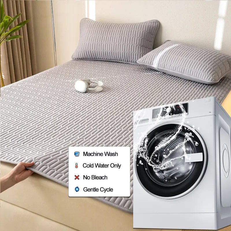 Premium Waterproof Thick Mattress Protector - Breathable, Noiseless Mattress Cover with 4 Corner Straps,Fitted Sheet, Grey