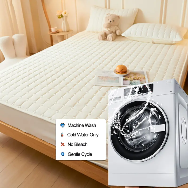 Premium Waterproof Mattress Cover Quilted Mattress Protector Breathable Bed Fitted Sheet,Antibacterial,Anti-mites,Durable,White