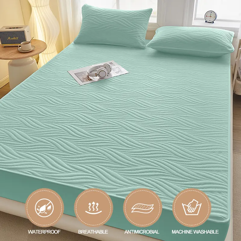 Waterproof Thicken Mattress Cover Breathable Mattress Protector Durable Fitted Sheet Skin-Friendly Antibacterial Hypoallergenic