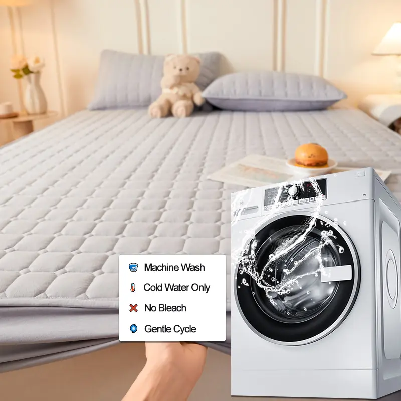 Premium Waterproof Mattress Cover Quilted Mattress Protector Breathable Bed Fitted Sheet,Antibacterial,Anti-mites,Durable, Grey