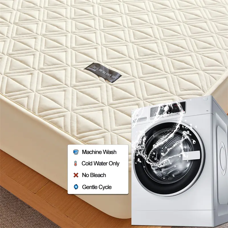 Waterproof Mattress Cover Thicken Mattress Protector Quilted Breathable Bed Fitted Sheet Anti-mite Anti-bacterial, White