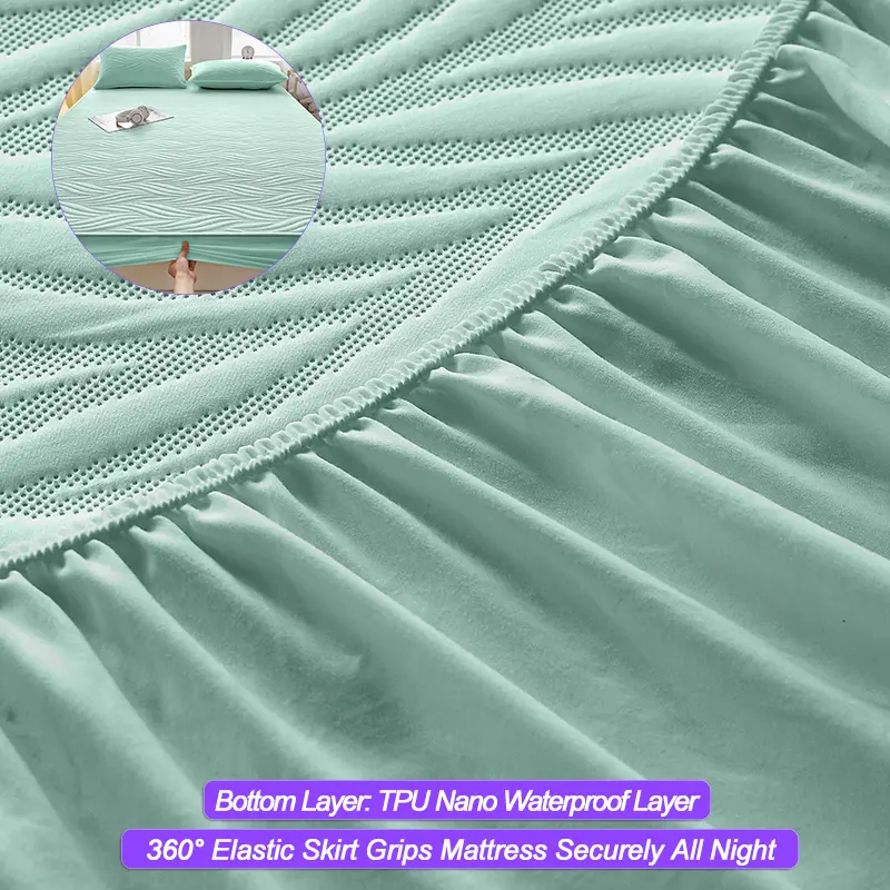 Waterproof Thicken Mattress Cover Breathable Mattress Protector Durable Fitted Sheet Skin-Friendly Antibacterial Hypoallergenic