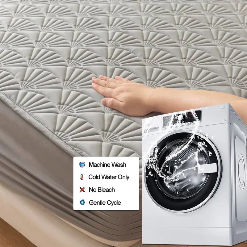 Waterproof Mattress Cover Thickened Durable Mattress Protector- Noiseless, Anti-Bacterial, Anti-mites,Breathable, Light gray