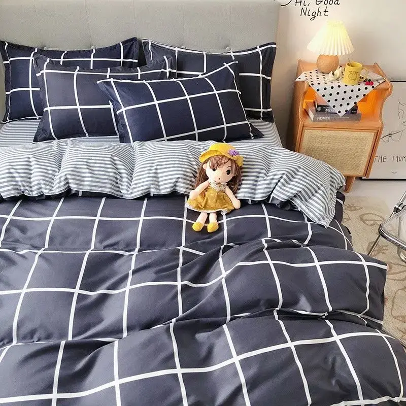 Ab Double-sided Print King Size Bedding Set Soft Affordable and Durable Comforter Bedding Sets Duvet Cover Set with Flat Sheets