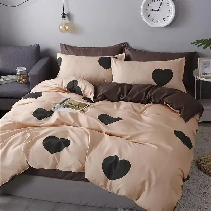 Ab Double-sided Print King Size Bedding Set Soft Affordable and Durable Comforter Bedding Sets Duvet Cover Set with Flat Sheets