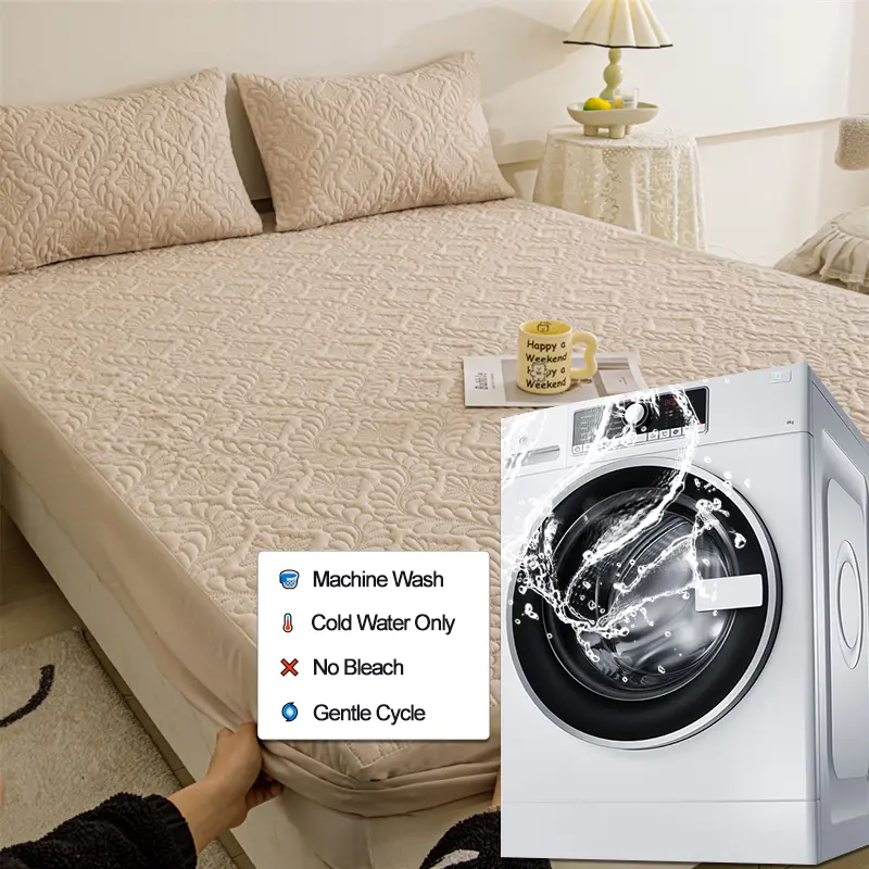 Hypoallergenic Waterproof Mattress Protector - Breathable Anti-Mite & Anti-Bacterial Mattress Cover,Single/Double, Khaki