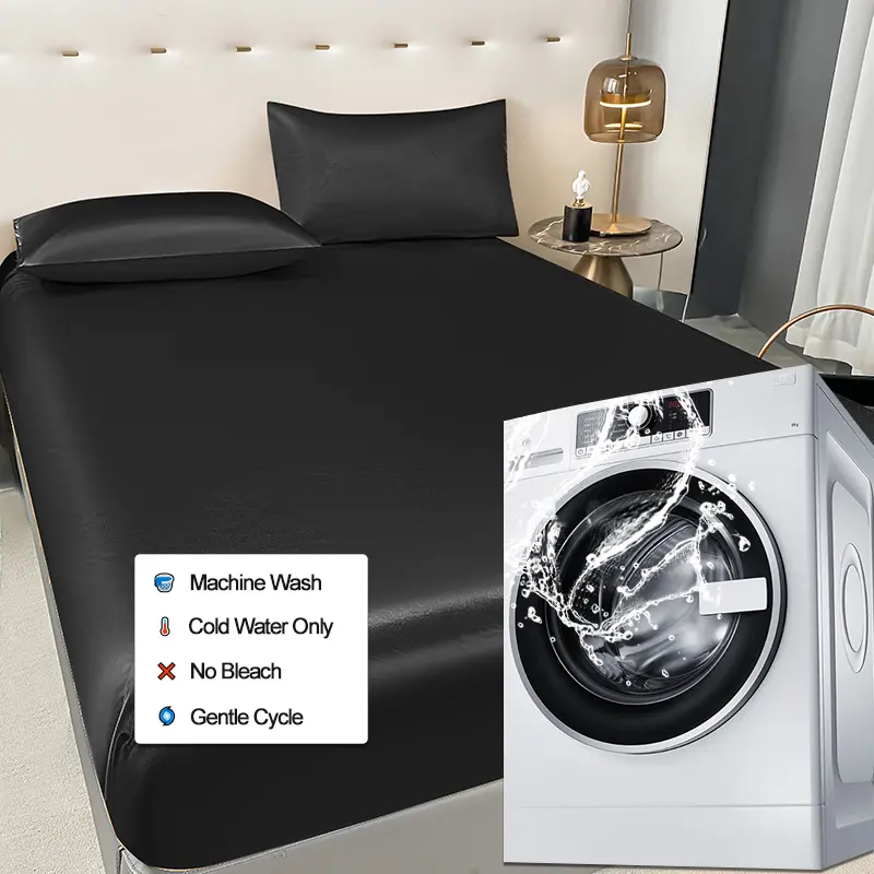 Waterproof Fitted Bed Sheet With Elastic Band Anti-slip Silent Mattress Cover Smooth Mattress Protector(Without Pillowcase)