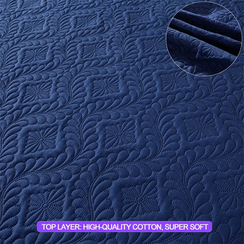 Hypoallergenic Waterproof Mattress Protector - Breathable Anti-Mite & Anti-Bacterial Mattress Cover, Single/Double, Navy blue