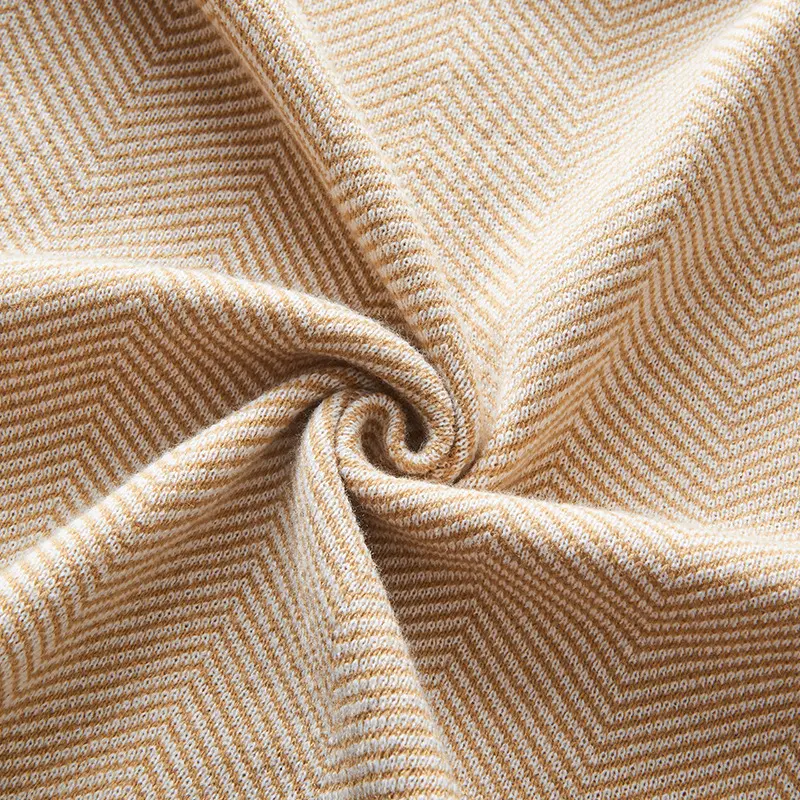 High-Quality Herringbone Knitted Blanket for Living Room High End Office Sofa Blanket Soft Colorfast Nap Shawl for All Seasons
