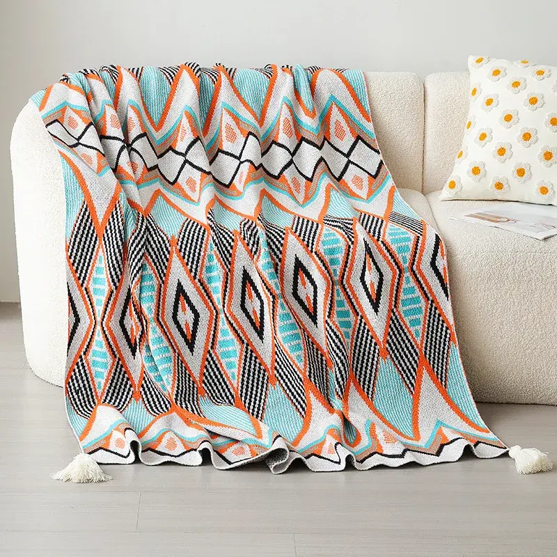 Bohemian Thick Winter Blanket for Office Nap Skin Friendly Multifunctional Single Bed Cover A-Class Aircraft Blanket for Travel
