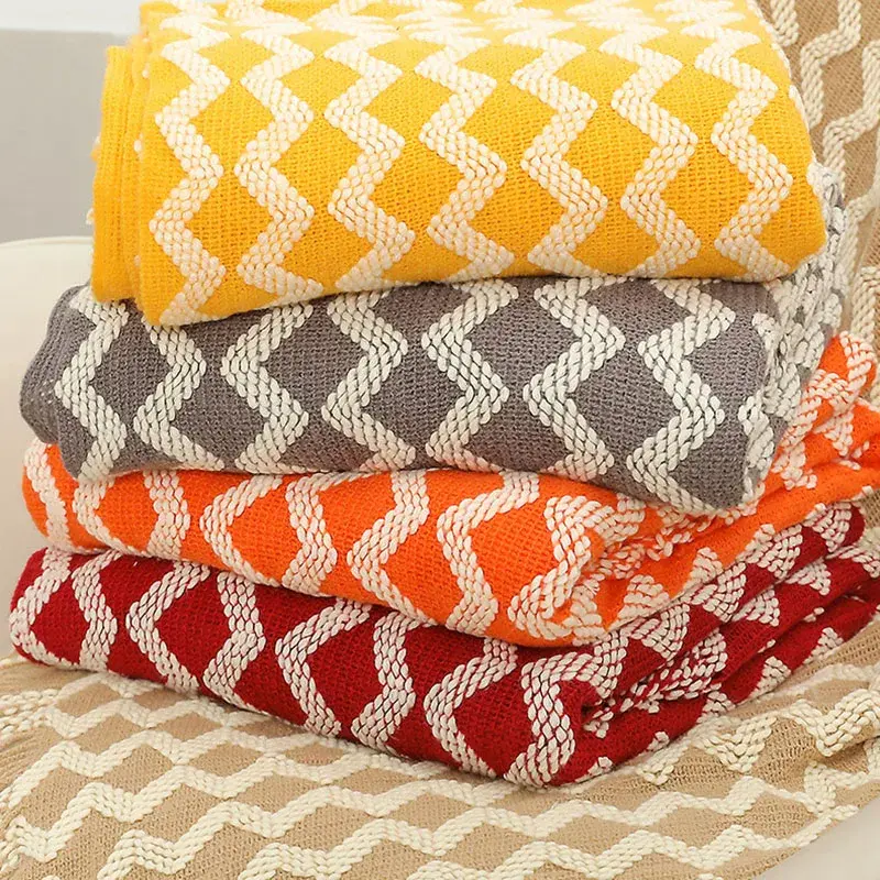 Classic Knitted Autumn Winter Blanket with Tassel Hem Cozy Warm Blankets for Office Nap Sofa Cover Shawl Mat for Home Homestay