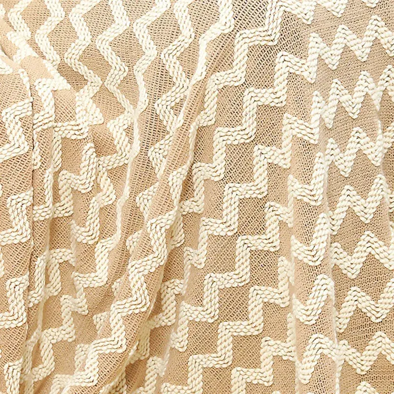 Classic Knitted Autumn Winter Blanket with Tassel Hem Cozy Warm Blankets for Office Nap Sofa Cover Shawl Mat for Home Homestay