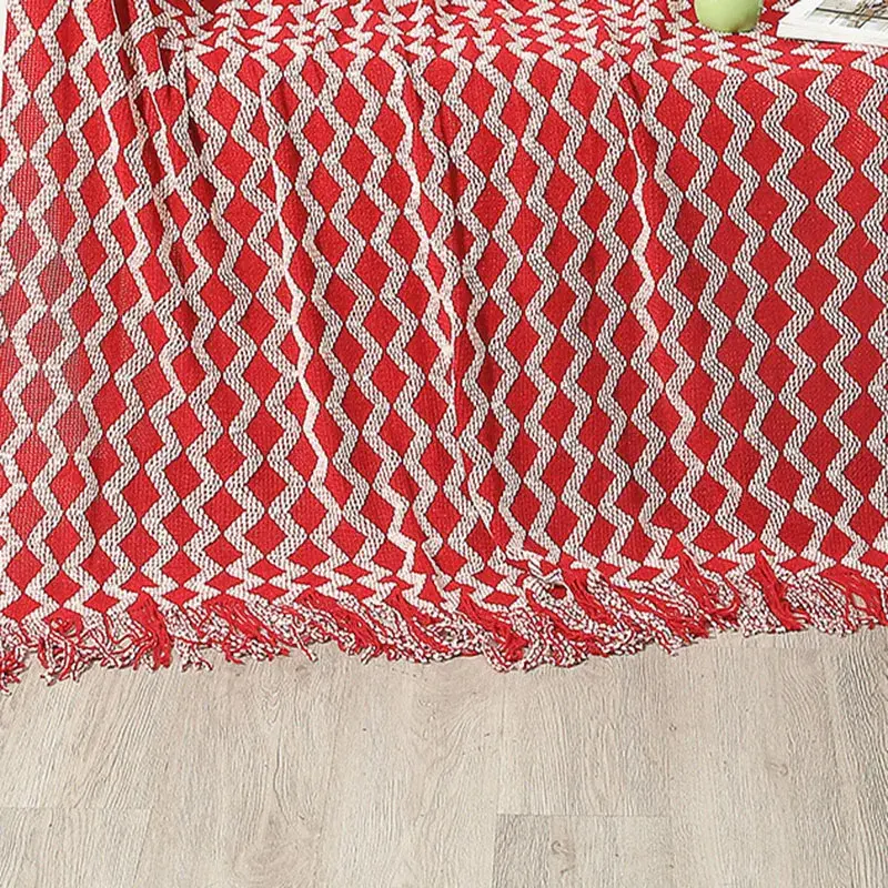Classic Knitted Autumn Winter Blanket with Tassel Hem Cozy Warm Blankets for Office Nap Sofa Cover Shawl Mat for Home Homestay