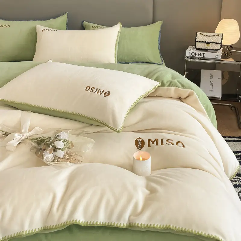 High-end Thicker Winter Warm King Size Bedding Set Warmth Coral Velvet Bedding Sets Soft Comfortable Duvet Cover Set with Sheets