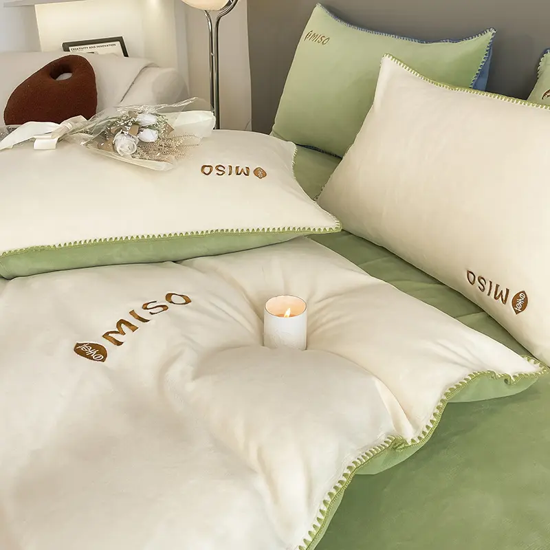 High-end Thicker Winter Warm King Size Bedding Set Warmth Coral Velvet Bedding Sets Soft Comfortable Duvet Cover Set with Sheets