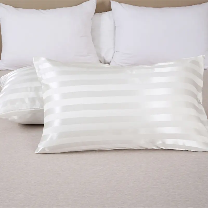 Luxury Satin Stripes Pillowcase Queen Soft Comfortable High End Pillow Cover King Size Jacquard Pillow Case Home Pillow Covers