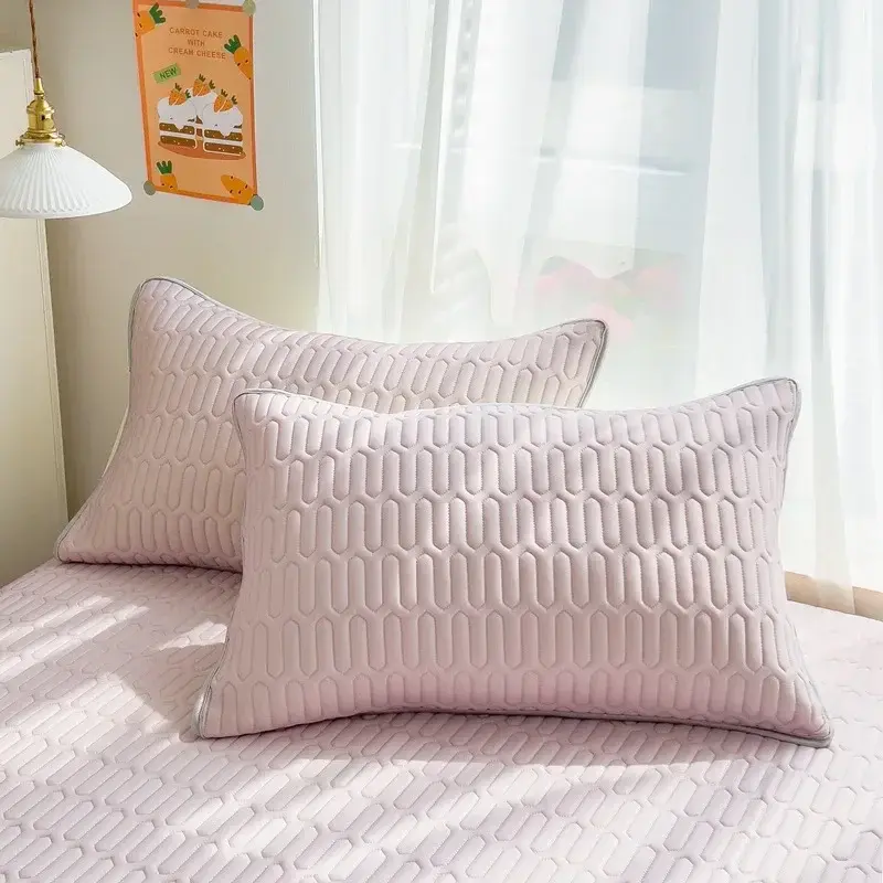 150X200Cm Cool Fabric Latex Printed Bed Skirt Set Solid Color Summer Mat with Elastic Band Multi Layer Breathable Pad Cover