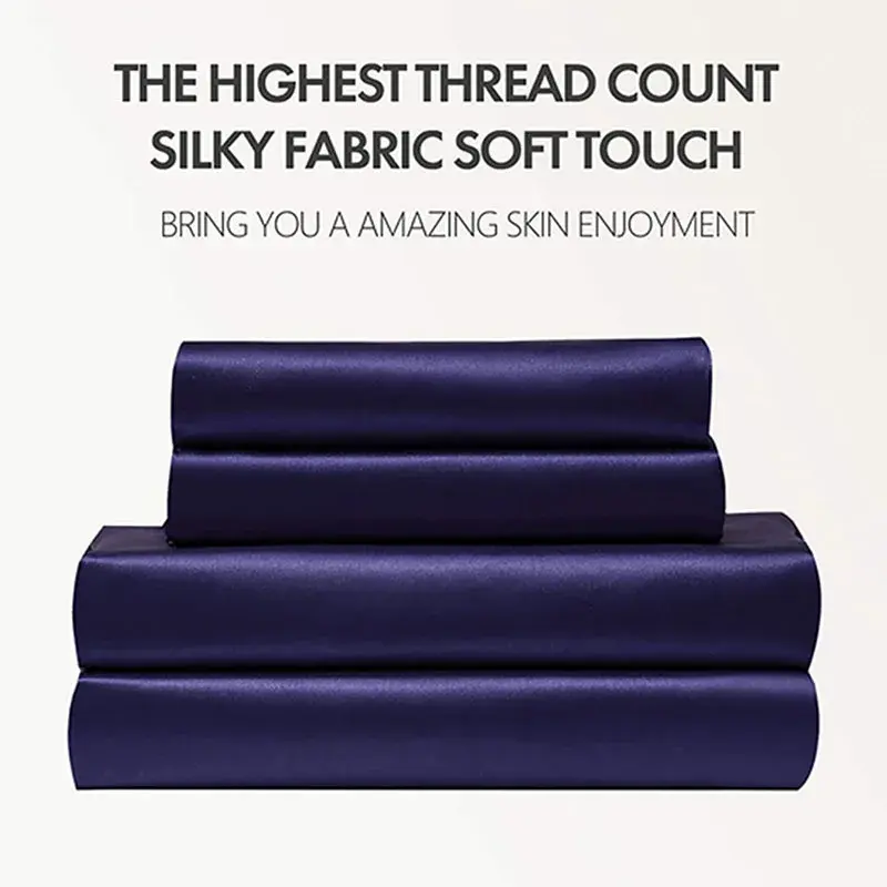Luxury Solid Rayon King Queen Size Bed Sheet Set Satin High High Quality Bed Sheets and Pillowcases 4 Pcs Sets Bedsheet Sets
