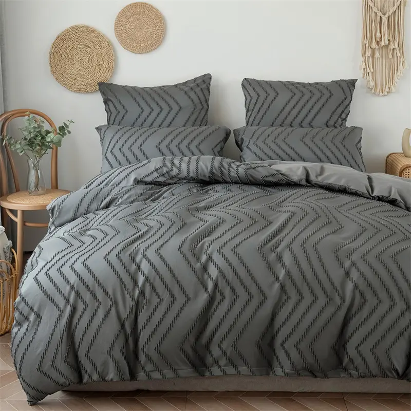 High Quality Ripple Cut Flowers King Size Bedding Set Soft Comfortable Wave Patchwork Duvet Cover Set Pink Bed Sets Queen Size