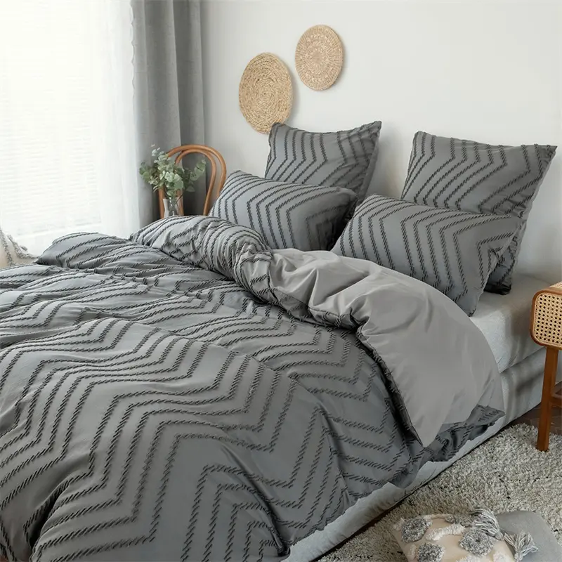 High Quality Ripple Cut Flowers King Size Bedding Set Soft Comfortable Wave Patchwork Duvet Cover Set Pink Bed Sets Queen Size