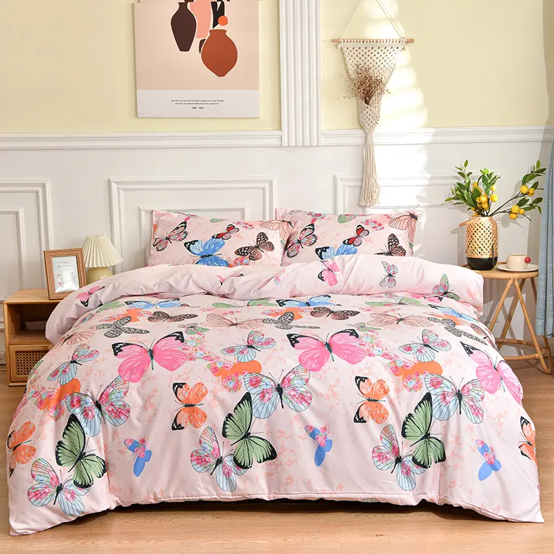 4Pcs Printed Bedding Sets, Branch Flower Print Duvet Cover Set, Home Dormitory Duvet Cover, Bed Sheets, Pillowcases