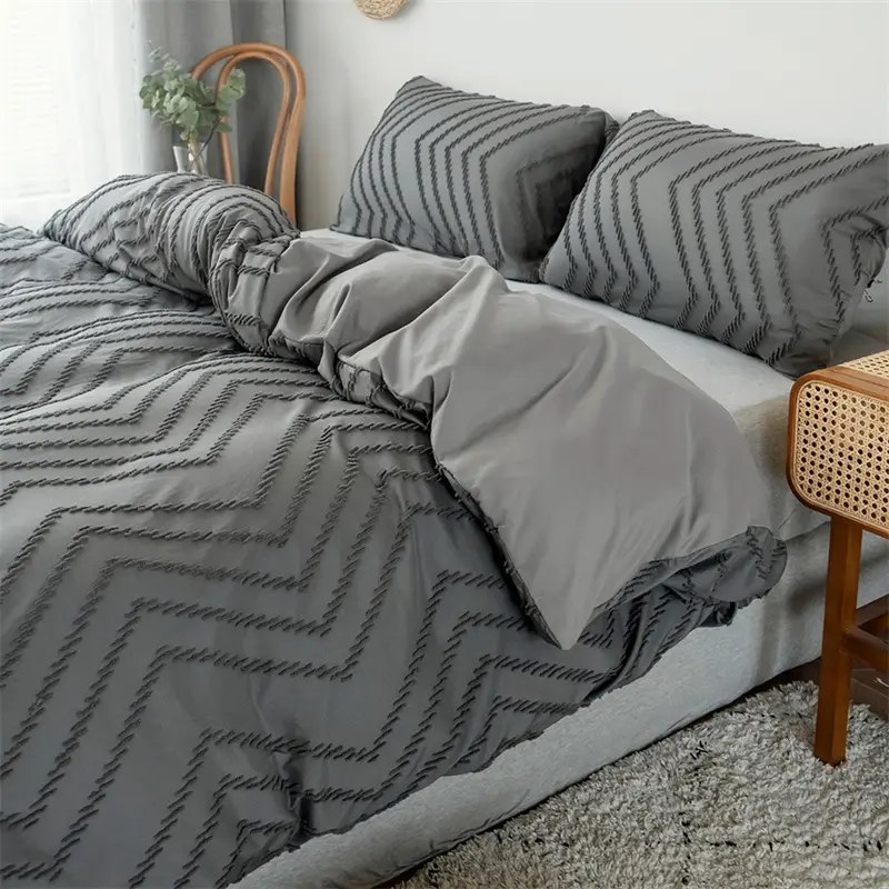 High Quality Ripple Cut Flowers King Size Bedding Set Soft Comfortable Wave Patchwork Duvet Cover Set Pink Bed Sets Queen Size