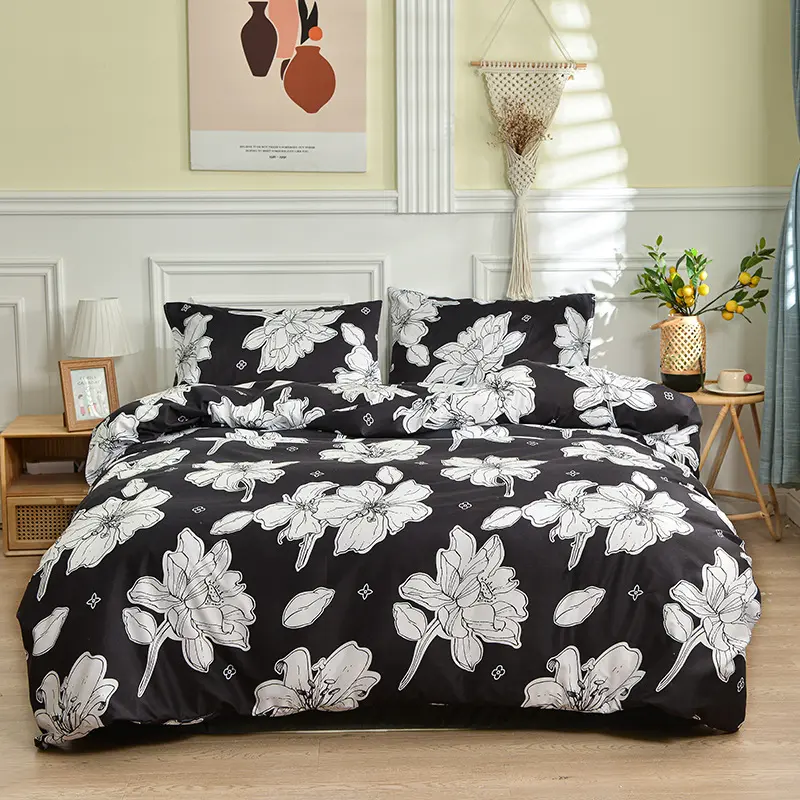 4Pcs Printed Bedding Sets, Branch Flower Print Duvet Cover Set, Home Dormitory Duvet Cover, Bed Sheets, Pillowcases