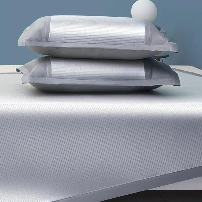 Antibacterial Ice Silk Cooling Sheet 3Pcs Set, Summer Washable Sheet with Pillowcases for Home Student Dormitory Single Twin Bed