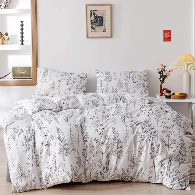Ultra-Soft Boho Bedding Sets, Lightweight Brushed Microfiber Bohemian Chic Striped Quilt Cover with 51x76cm Pillowcase
