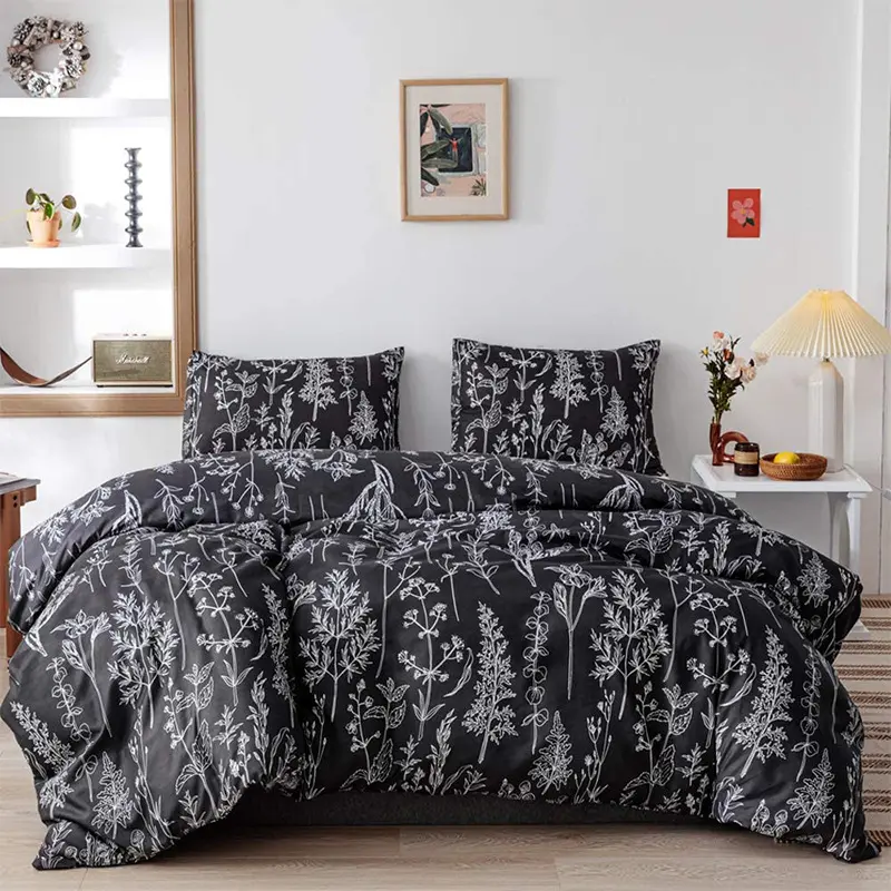 Ultra-Soft Boho Bedding Sets, Lightweight Brushed Microfiber Bohemian Chic Striped Quilt Cover with 51x76cm Pillowcase