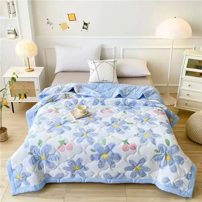 Skin Friendly Summer Cool Quilt, Student Dormitory Washed Cotton Single Air-Conditioned Quilt, Summer Thin Blanket