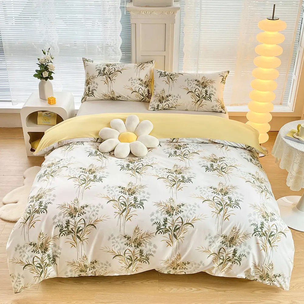 3Pcs Bedding Set Simple Bouquet Print Duvet Cover with 2Pcs Pillowcases Nordic Comforter Quilt Cover Queen/king Double Bed
