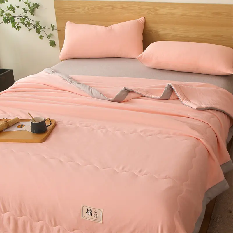 Simple 100% Pure Cotton Filling Summer Quilt A-grade washable Air-conditioning Quilts Soft Skin Friendly Breathable Thin Blanket