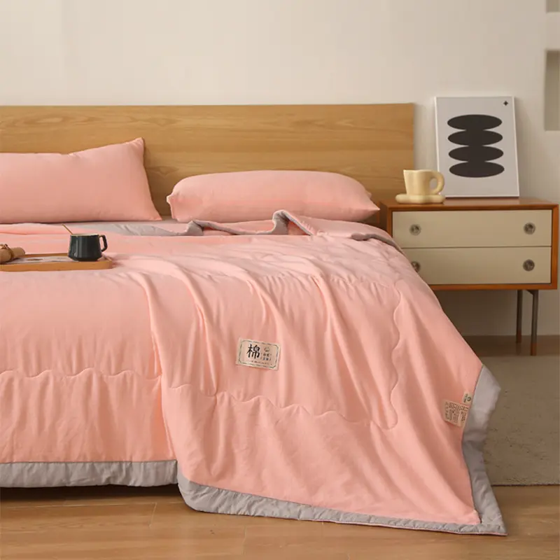 Simple 100% Pure Cotton Filling Summer Quilt A-grade washable Air-conditioning Quilts Soft Skin Friendly Breathable Thin Blanket