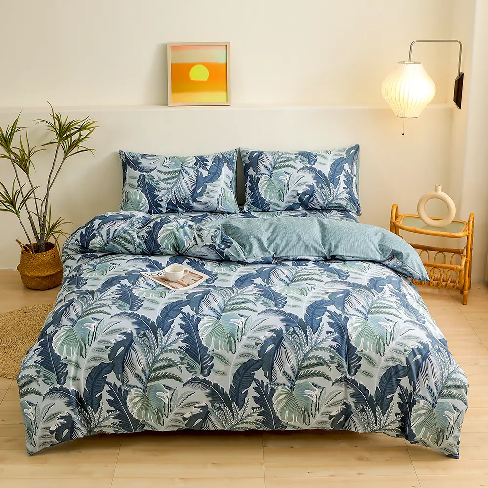 3Pcs Bedding Set Simple Bouquet Print Duvet Cover with 2Pcs Pillowcases Nordic Comforter Quilt Cover Queen/king Double Bed